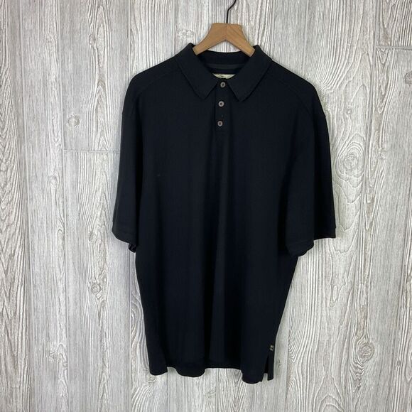 Tommy Bahama Men’s Size Large Silk Black Short Sleeve Polo Shirt - Picture 3 of 8